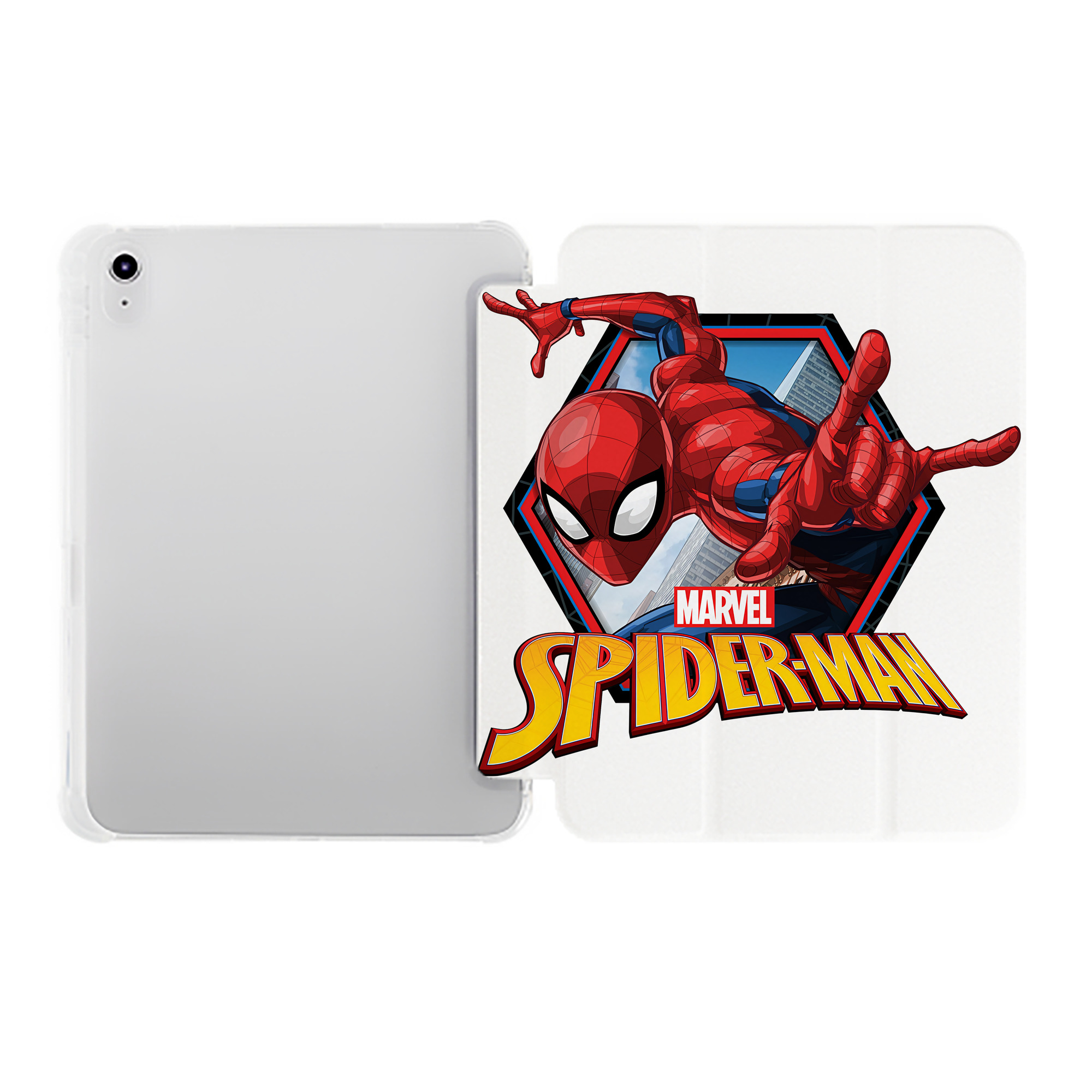 （画像用） Spider Man スパイダーマン IPad ケース ペン収納付き 三つ折りスタンド PUレザー×シリコン 対応機種9.5/10.5/10.9インチ